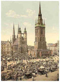 Vintage The market place I Halle German Saxony A4 Photo Print