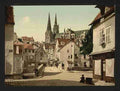 Vintage The market street Chartres A4 Photo Print