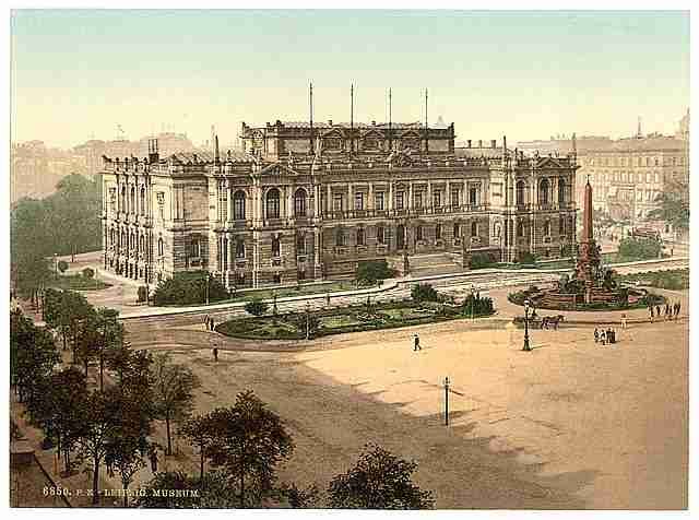 Vintage The museum Augusta Platz Leipsig Saxony A4 Photo Print