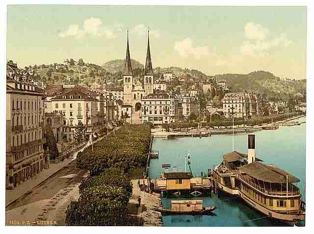 Vintage The quay Lucerne A4 Photo Print