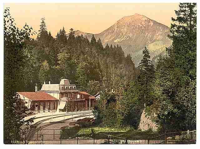 Vintage The railway station Brunig Bernese Oberland A4 Photo Print
