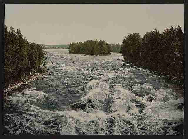 Vintage The rapids toward the pavillion Imatra Finland A4 Photo Print