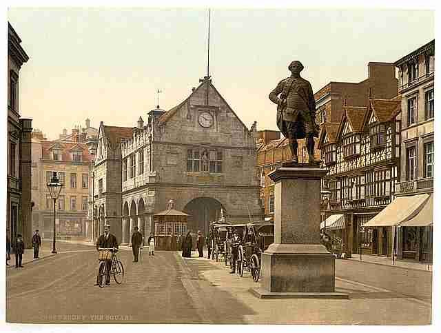 Vintage The square Shrewsbury A4 Photo Print