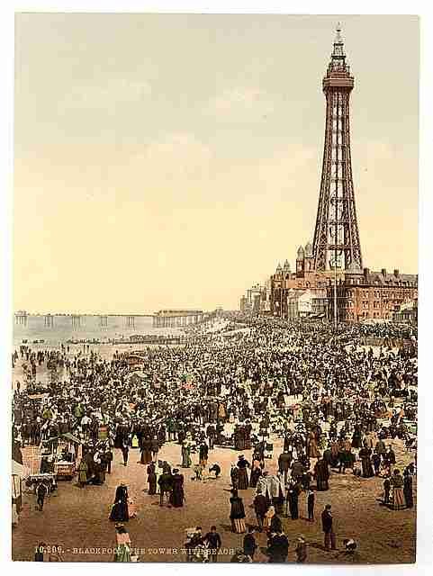Vintage The tower with beach Blackpool A4 Photo Print