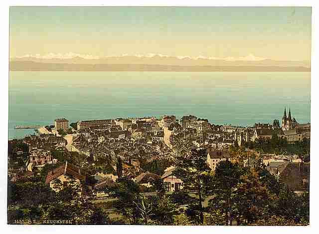 Vintage The town  Neuchatel A4 Photo Print
