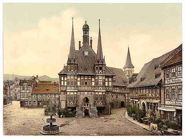 Vintage The town hall II Wernigerode Hartz A4 Photo Print