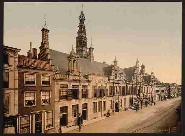 Vintage The town hall Leyden A4 Photo Print