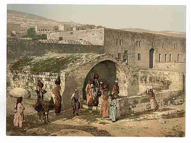 Vintage The virgins fountain Nazareth A4 Photo Print
