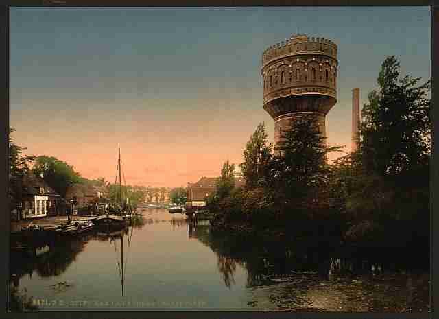 Vintage The water tower Delft A4 Photo Print