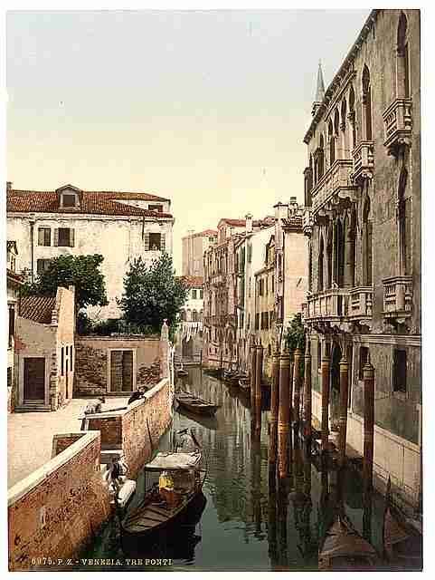 Vintage Three Bridges Venice A4 Photo Print