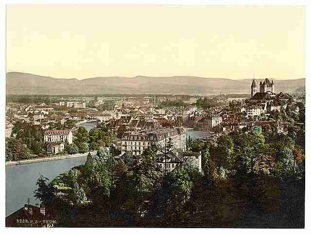 Vintage Thun general view III Bernese Oberland A4 Photo Print