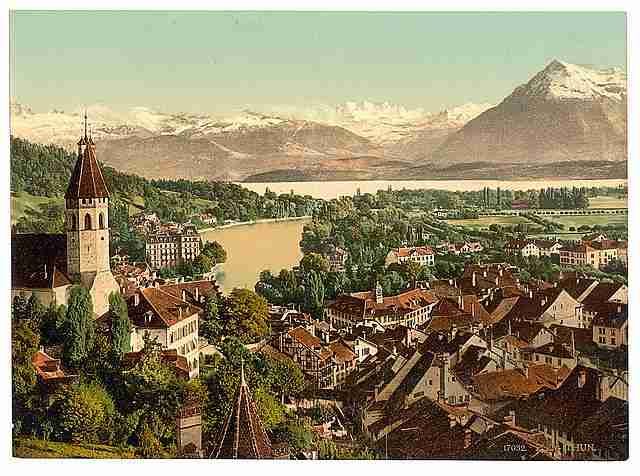 Vintage Thun general view VI Bernese Oberland A4 Photo Print