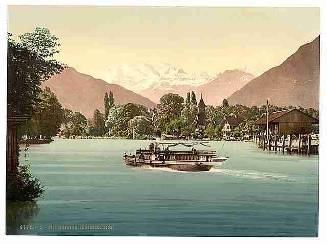 Vintage Thunersee Scherzligen Bernese Oberland A4 Photo Print