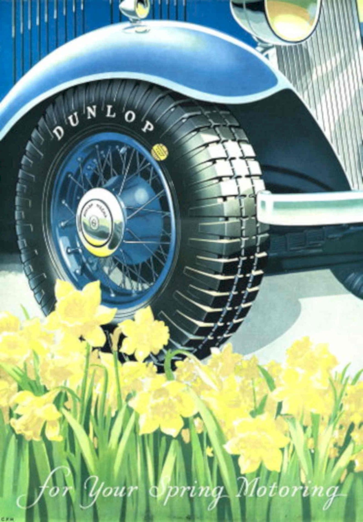 Vintage Tire Car 1930s Vintage Retro Advert Poster