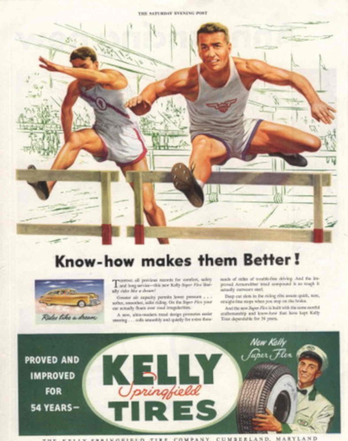 Vintage Tire Jump 1950s Vintage Retro Advert Poster
