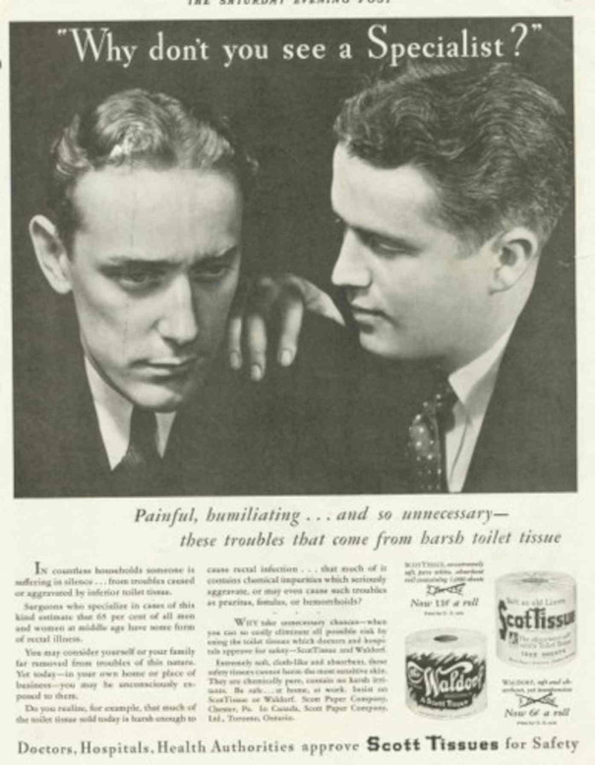 Vintage Tissue Men 1930s Vintage Retro Advert Poster