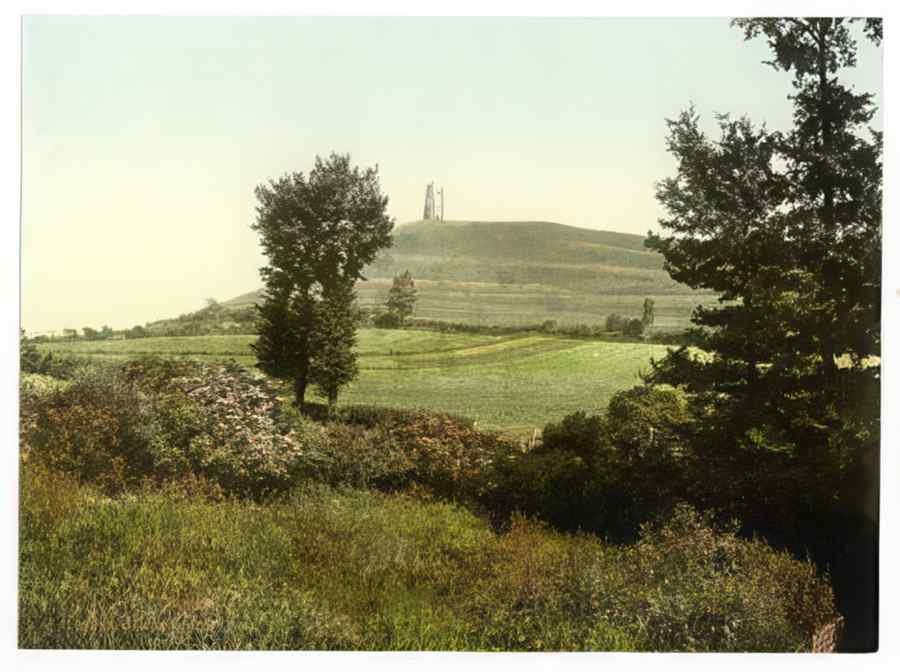 Vintage Tor Hill Glastonbury England A4 Photo Print