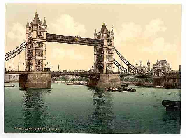 Vintage Tower Bridge III open London A4 Photo Print