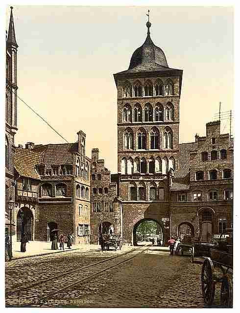 Vintage Tower arch Lubeck A4 Photo Print