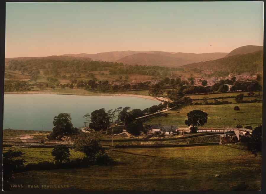 Vintage Town And Lake Bala Wales A4 Photo Print