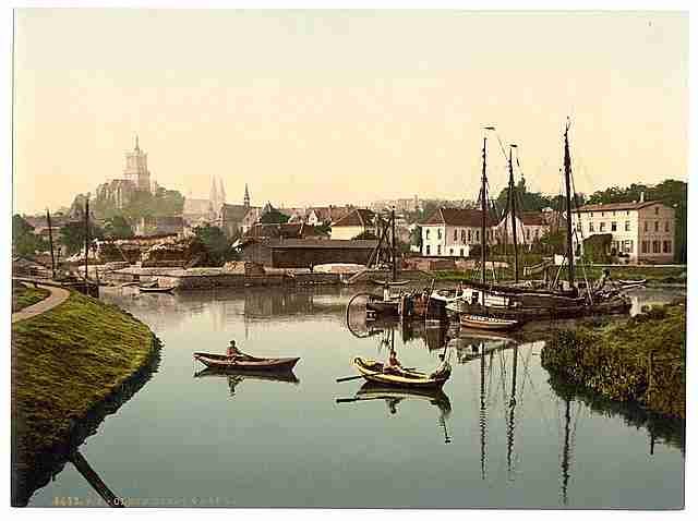 Vintage Town and harbor Cleves Westphalia A4 Photo Print