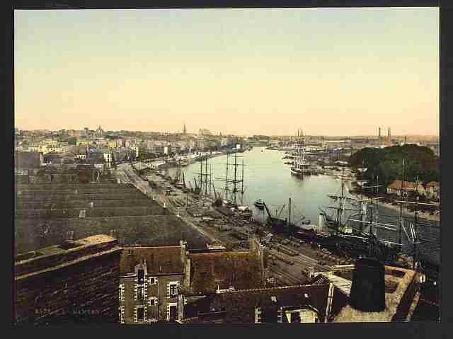 Vintage Town and harbor Nantes A4 Photo Print