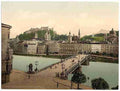 Vintage Town bridge Salzburg A4 Photo Print