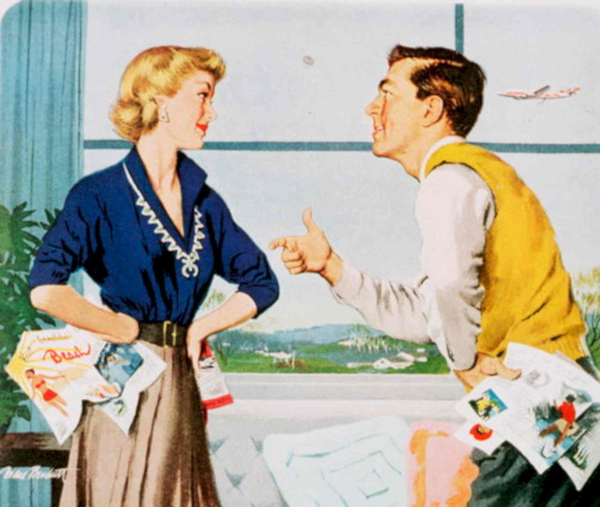 Vintage Travel Couple 1950s Vintage Retro Advert Poster