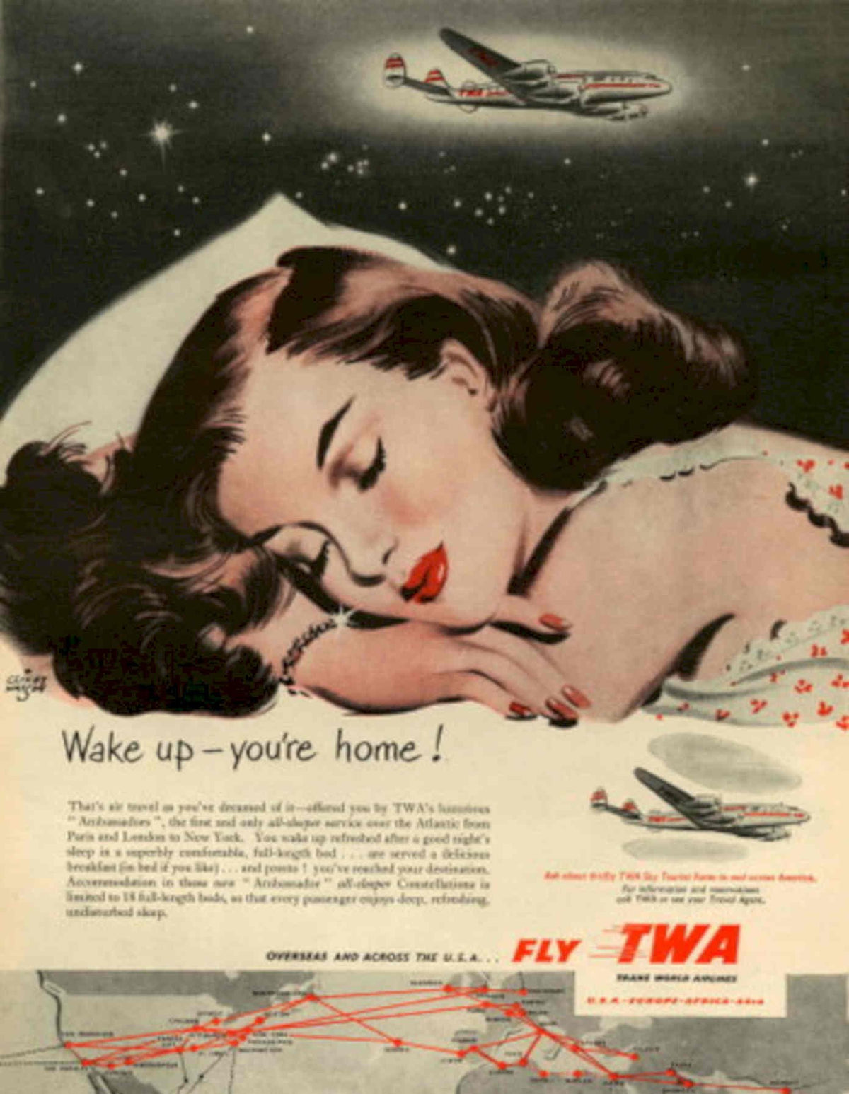 Vintage Travel Plane 2 1950s Vintage Retro Advert Poster