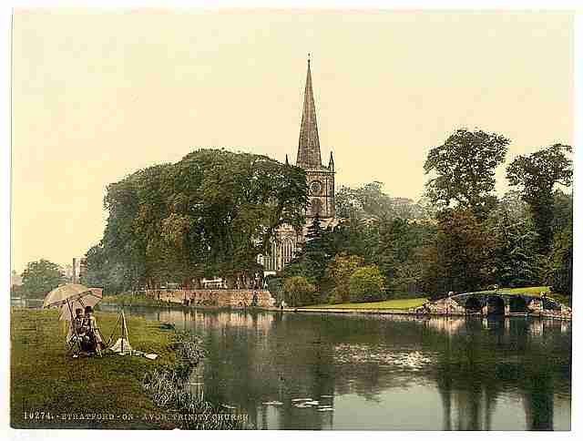 Vintage Trinity Church  Stratford on Avon A4 Photo Print