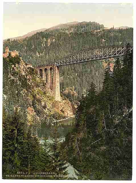 Vintage Trisanna Viaduct & Castle Weisberg Tyrol A4 Photo Print