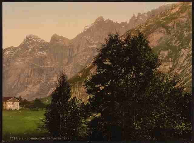 Vintage Troldtinderne from hole Romsdalen A4 Photo Print