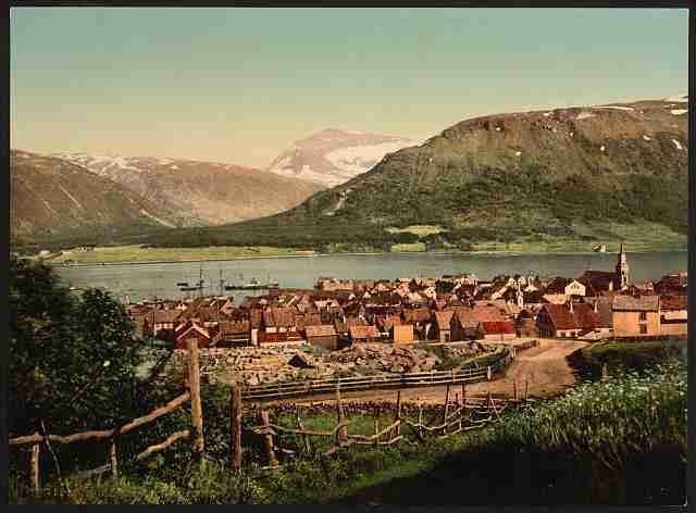 Vintage Tromsø with Tromstind Troms A4 Photo Print