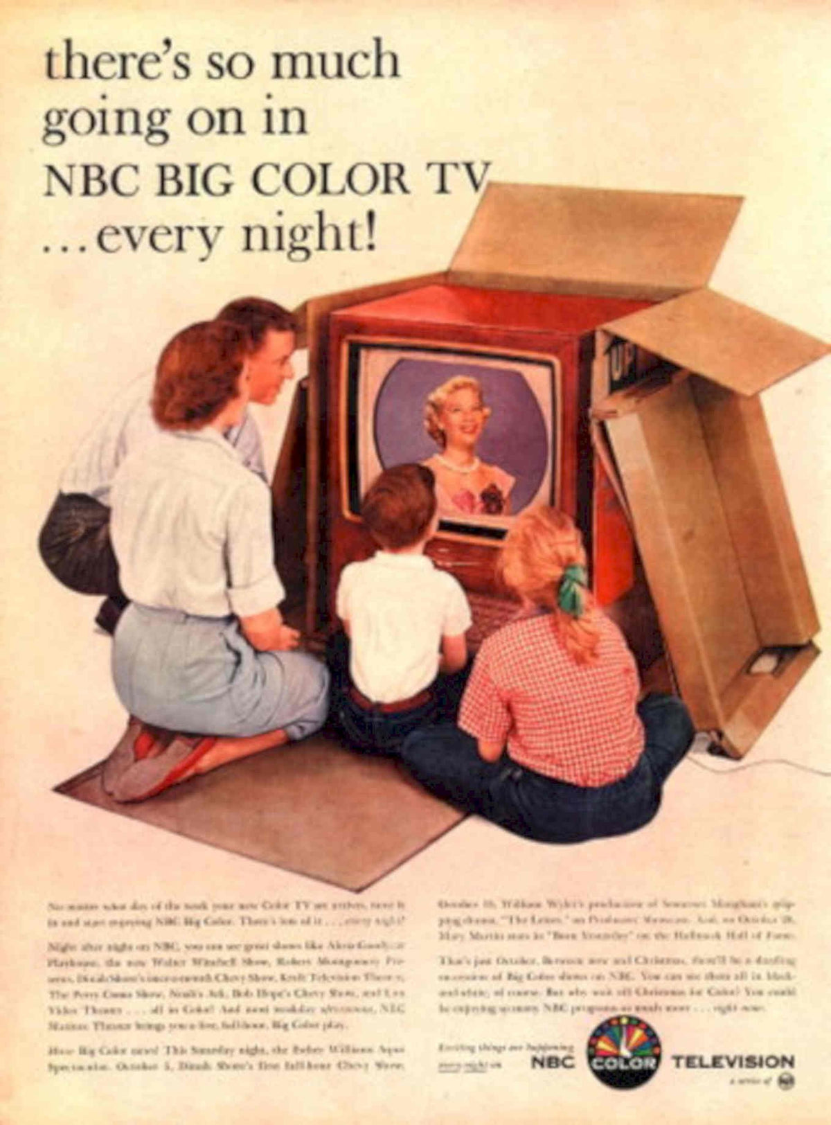 Vintage Tv Family 1950s Vintage Retro Advert Poster