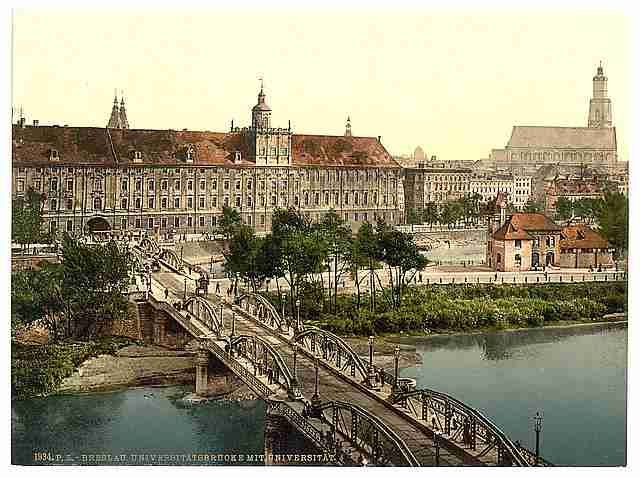 Vintage University with bridge Breslau Silesia A4 Photo Print