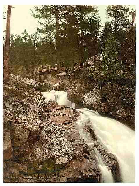 Vintage Upper Engadine Bernina Falls  Grisons A4 Photo Print