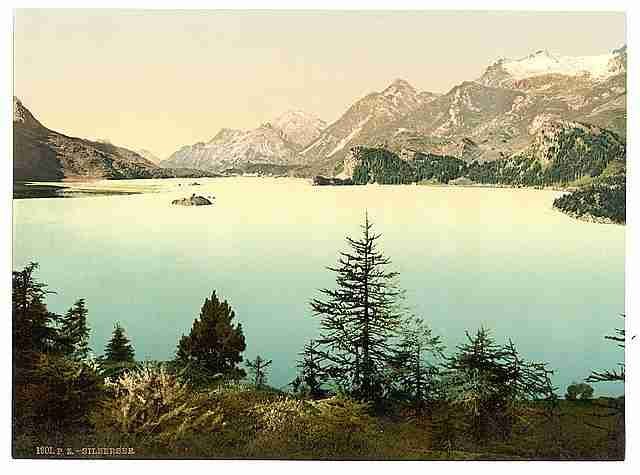 Vintage Upper Engadine Lake Sils Grisons A4 Photo Print