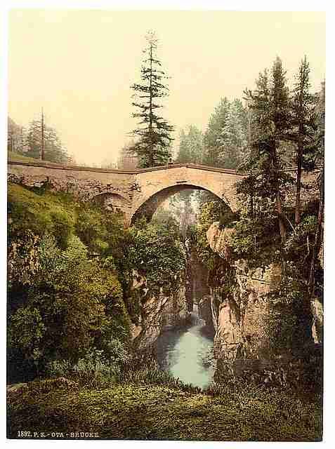 Vintage Upper Engadine Ota Bridge Grisons A4 Photo Print