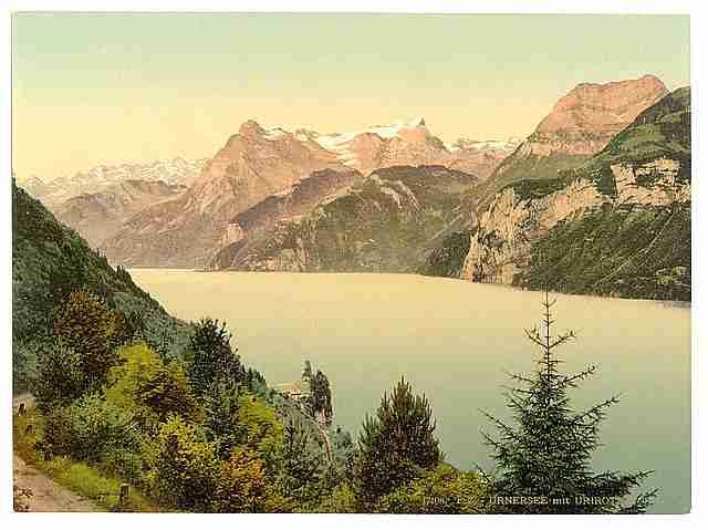 Vintage Urnersee and Urirotstock Lake Lucerne A4 Photo Print