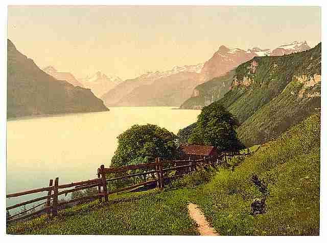 Vintage Urnersee general view Lake Lucerne A4 Photo Print