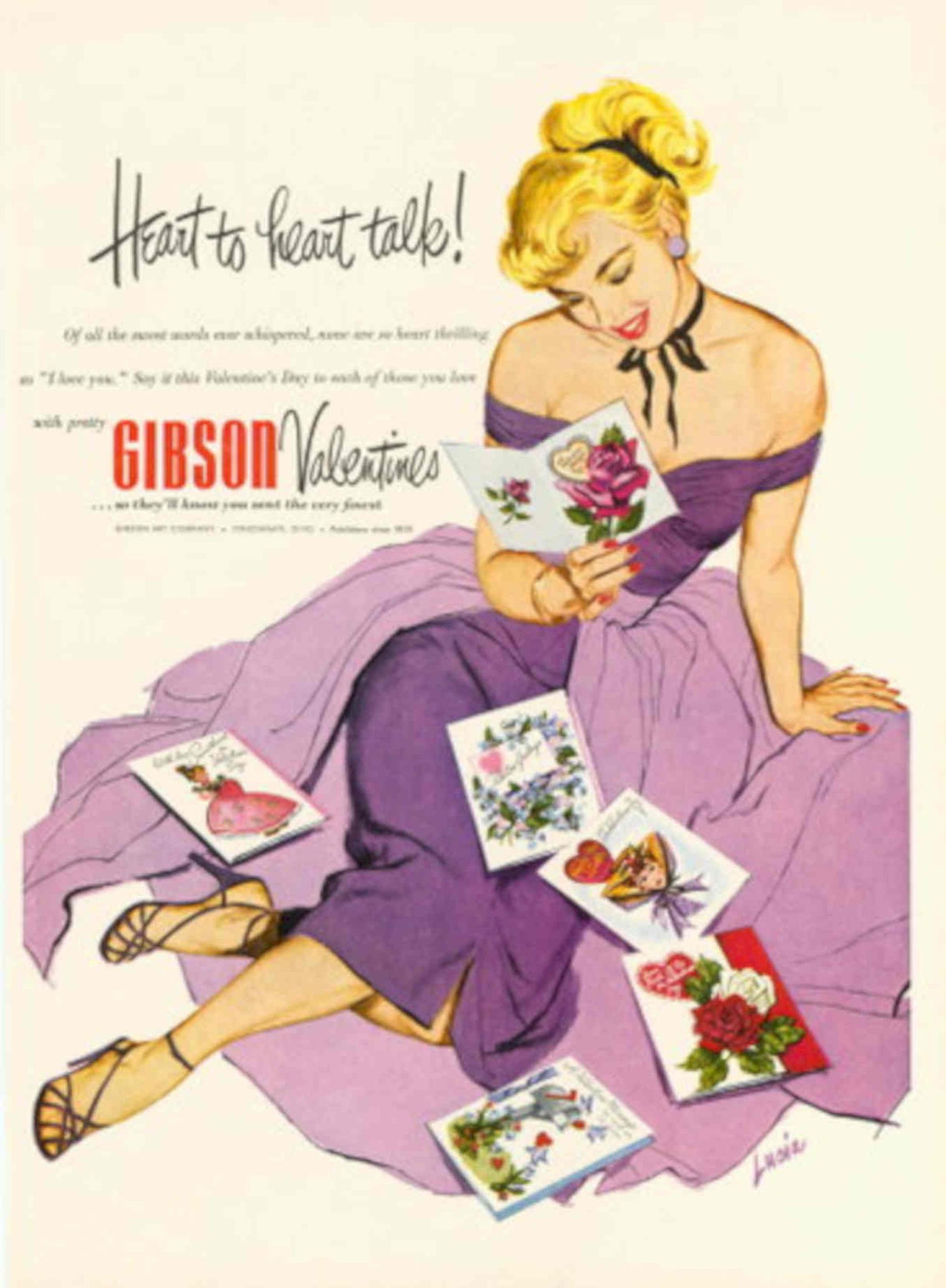 Vintage Valentine Cards 1 1950s Vintage Retro Advert Poster
