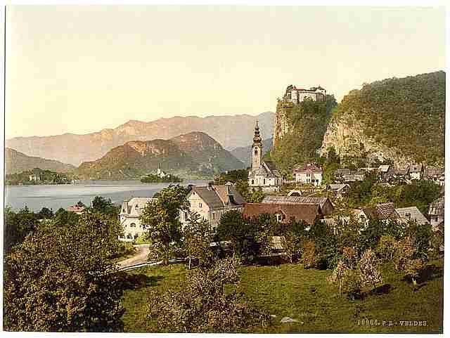 Vintage Veldes general view Carniola A4 Photo Print