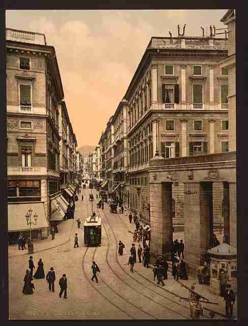 Vintage Via Roma Genoa A4 Photo Print