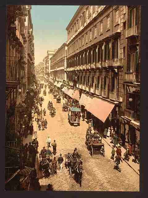 Vintage Via Roma Naples A4 Photo Print