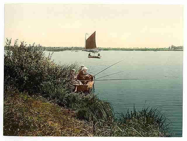 Vintage View on the river Barton Broad A4 Photo Print