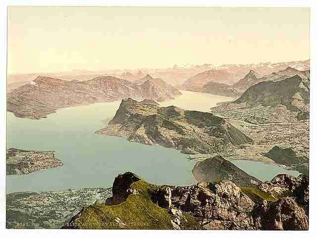 Vintage View over the Lake of Four Cantons Pilatus A4 Photo Print