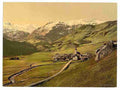 Vintage Village and Alps Bernese Oberland A4 Photo Print