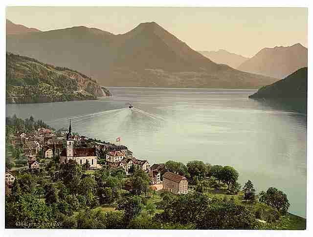 Vintage Vitznau Lake Lucerne I A4 Photo Print