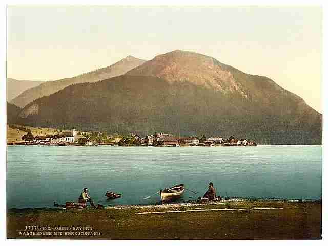 Vintage Walchensee with Herzogstand Upper Bavaria A4 Photo Print