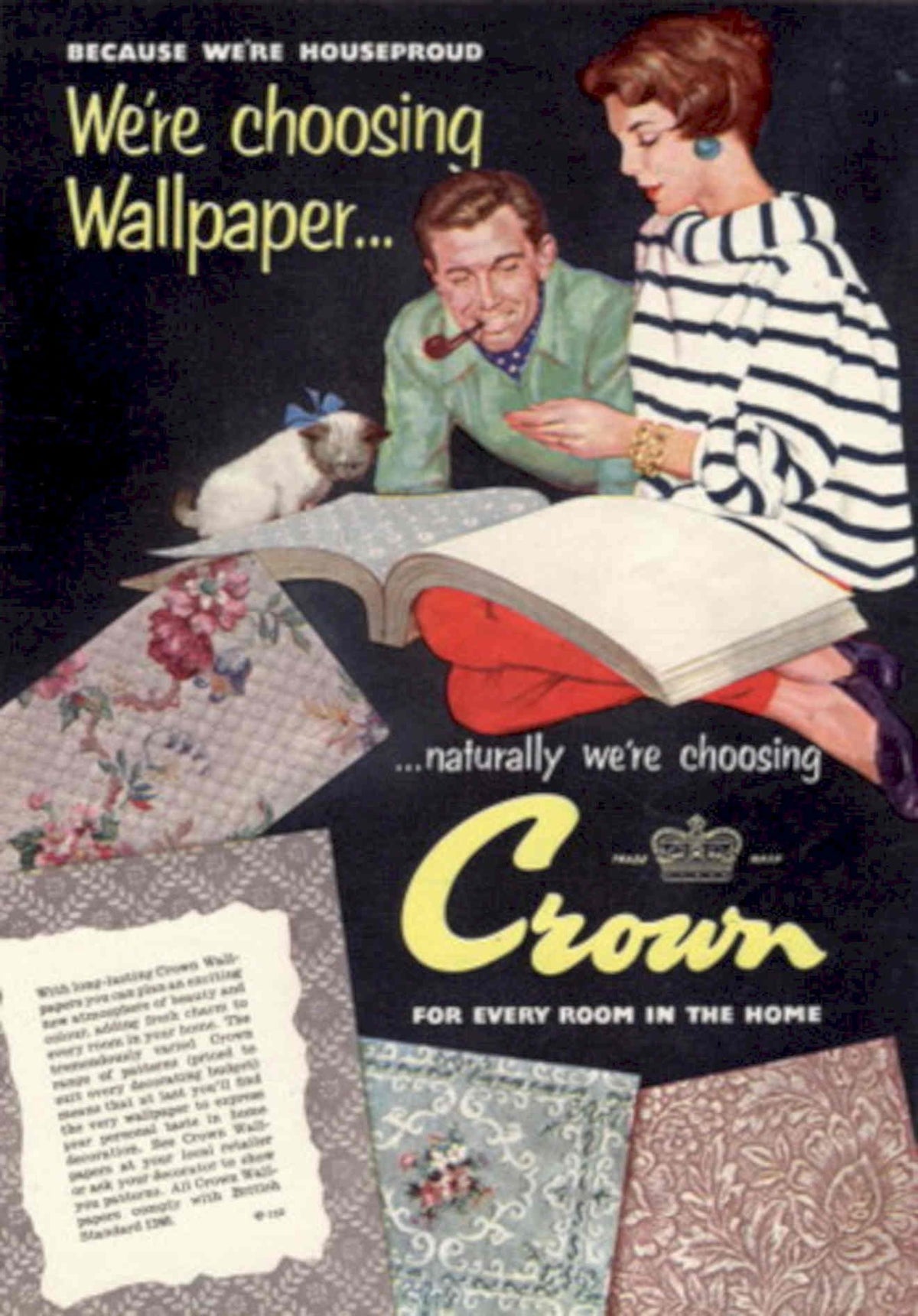 Vintage Wallpaper Couple 1950s Vintage Retro Advert Poster
